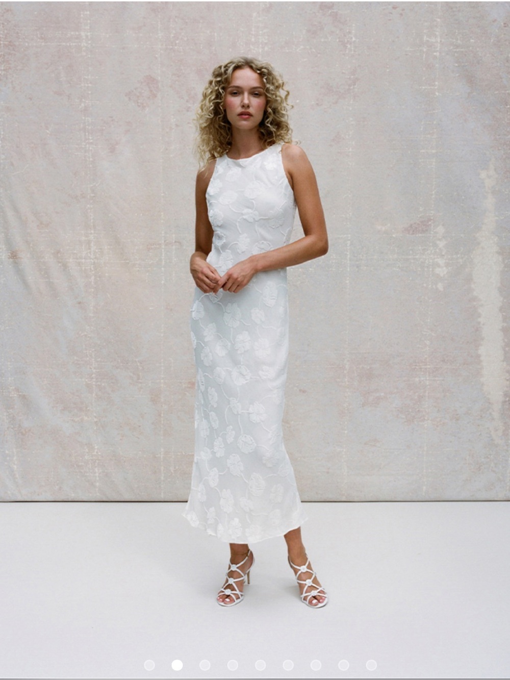 Realisation Par The Carla Lily White Floral Jacquard Midi Dress